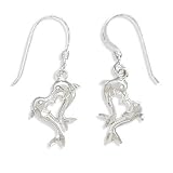 Diamond Cut Dolphins in Heart Shape French Wire Earrings