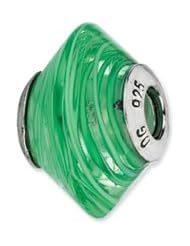 Sterling Silver Green Swirls Italian Murano Glass Charm