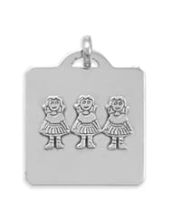 Sterling Silver 41mm X 33mm Square Pendant With Three Girls Charm - JewelryWeb