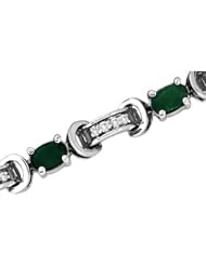 14k Two-tone Gold 0.40ct Diamond & 2.50ct Oval Shape Sapphire Bracelet