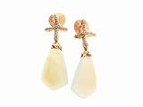 Cross and Moonstone Earrings in Rose Gold by Lucifer Vir Honestus
