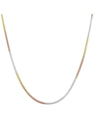 14 Karat Tri-color Gold over Sterling Silver 1.4-mm Popcorn Chain (30 Inch)
