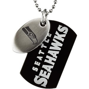 Stainless Steel 45.00MM X 26.00MM Seattle Seahawks Team Name & Logo Double Dog Tag W/chain