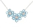 Blue Topaz & Diamond Flower Necklace 10KT White Gold