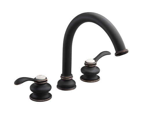 Cheap KOHLER K-T12885-4-BRZ Fairfax Deck-Mount Bath Faucet Trim with Lever Handles and Traditional Non-Diverter Slip-Fit Spout, Valve Not Included, Oil-Rubbed Bronze