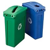 RUBBERMAID Slim Jim Recycling Containers - Blue