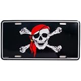 Skull and Crossbones with Pirate Scarf License Plate