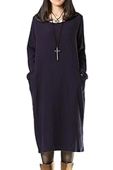 Cotton/Linen Spring Fall Slit  Dress