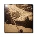 Vintage Swiss Man Blowing a Giant Alpine Horn Sepia - 8 Inch Ceramic Tile