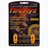 Tireflys UV Flashing Yellow LED Valve Cap x2 for Cars, Bikes, Motorbikes - ultrabright for your wheels!