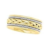 14K Two-Tone Gold Hand-Woven Wedding Band For Men and Women - Sizes 5 - 12.5