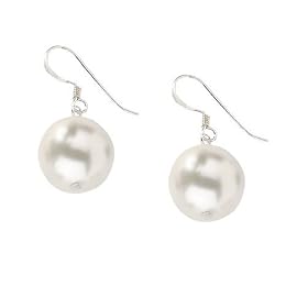 Freshwater White Pearl 14mm Earrings in Sterling Silver