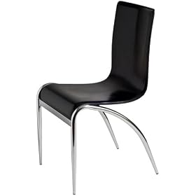 Euro Style Grace Leather Chair, Black, Set of 4 by