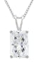 Platinum Plated Sterling Silver 12 x 8 mm Emerald-Cut Cubic Zirconia Pendant