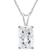 Platinum Plated Sterling Silver 12 x 8 mm Emerald-Cut Cubic Zirconia Pendant