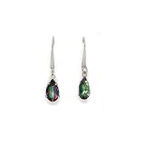 14k White Gold 8x5 Pear Mystic Fire Topaz Earrings