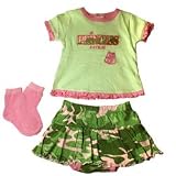 Bon Bebe - Princess Patrol 3-Pc Tee with Skirt and Socks, Green Camo- Available in Various Sizes