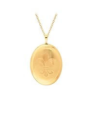 Gold over silver Oval Shaped Fleur De Lis Locket Necklace