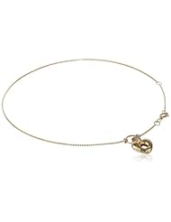 Klassics 10k Yellow Gold Open Puff Heart with Rhodium Anklets, 9+1" Extender