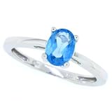 1.00ct Oval Blue Topaz Ring in 10Kt White Gold