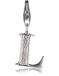VINANI brand Germany 925 Sterling Silver Charm Pendant Alphabet Initial Letter L shiny Zirconia white HBCL