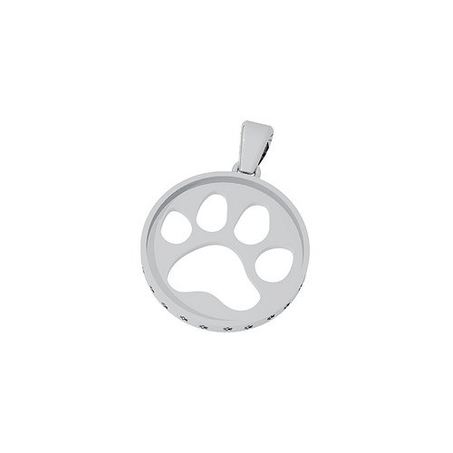 Bark Avenue Jewelers- Cut Out Paw Print Pendant 14 Karat White Gold - Small