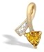 14K Yellow Gold Genuine Trillion Citrine and Diamond Ribbon Pendant