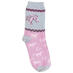 Pink Socks with White Horse & Horseshoe