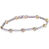 Michael Valitutti Diamond Cut Signity® Stone CZ Bracelet in Sterling Silver with Yellow Gold Vermeil