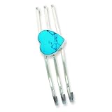 Sterling Silver Turquoise Heart Three Strand Cuff Bangle Bracelet