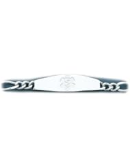 Sterling Silver Medical Alert ID Figaro Chain Bracelet - Length 8 Inch