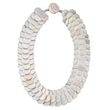 White Mother of Pearl Shell Disc Necklace- 19 IN