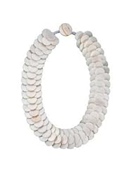 White Mother of Pearl Shell Disc Necklace- 19 IN