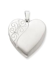 Genuine .925 Sterling Silver 24mm Polished Swirl Heart Locket. 100% Satisfaction Guaranteed.