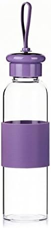 iWOTER Sport Water Bottle-Portable 18 Ounce Borosilicate Glass Fruit Drinking Cup with Silicone Sleeve for Gym,Hiking