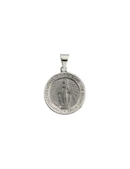 18.25 mm Hollow Round Miraculous Medal in 14K White Gold