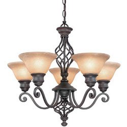 Dolan Designs 1960-75 Atlantis - Five Light Chandelier, Georgian Finish with Savannah Glass