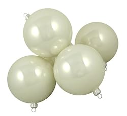 Club Pack of 16 Shiny Platinum White Glass Ball Christmas Ornaments 3.25" (80mm)