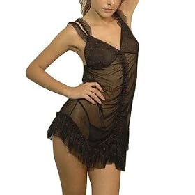Buy Ladies Sexy Lingerie: Transparent Babydoll and G-String Panties Set - one size fits all by Lingerie Set
