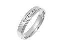 Fancy 9ct 4mm Flat Shaped White Gold, Shiney & matt  5 Stones Diamond Set Wedding Band
