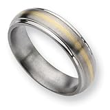 Titanium 14k Gold Inlay 6mm and Polished Band TB100-10