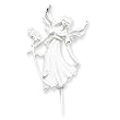 Sterling Silver Satin Finish Diamond Cut Bending Angel w/Flower Pin