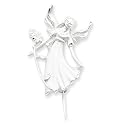 Sterling Silver Satin Finish Diamond Cut Bending Angel w/Flower Pin
