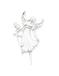 Sterling Silver Polish & Antique Angel W/Flower Pendant & Pin