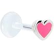 Silver 925 Pink Heart Bioplast Labret