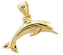 14k Yellow Gold Dolphin Charm Pendant New Detailed Cut