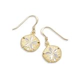 14 Karat Gold Plated Sterling Silver Sand Dollar French Wire Earrings