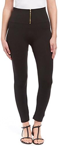 Allure Culture Women's Solid Basic High Waisted Full Length Zipper Leggings (Black, L-XL)