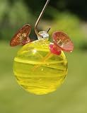 Beautiful Hand Blown Glass Hummingbird Feeder, Color is Yellow (Hummingbirds)