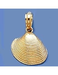 Gold Nautical Charm Pendant Clam Shell 2-D